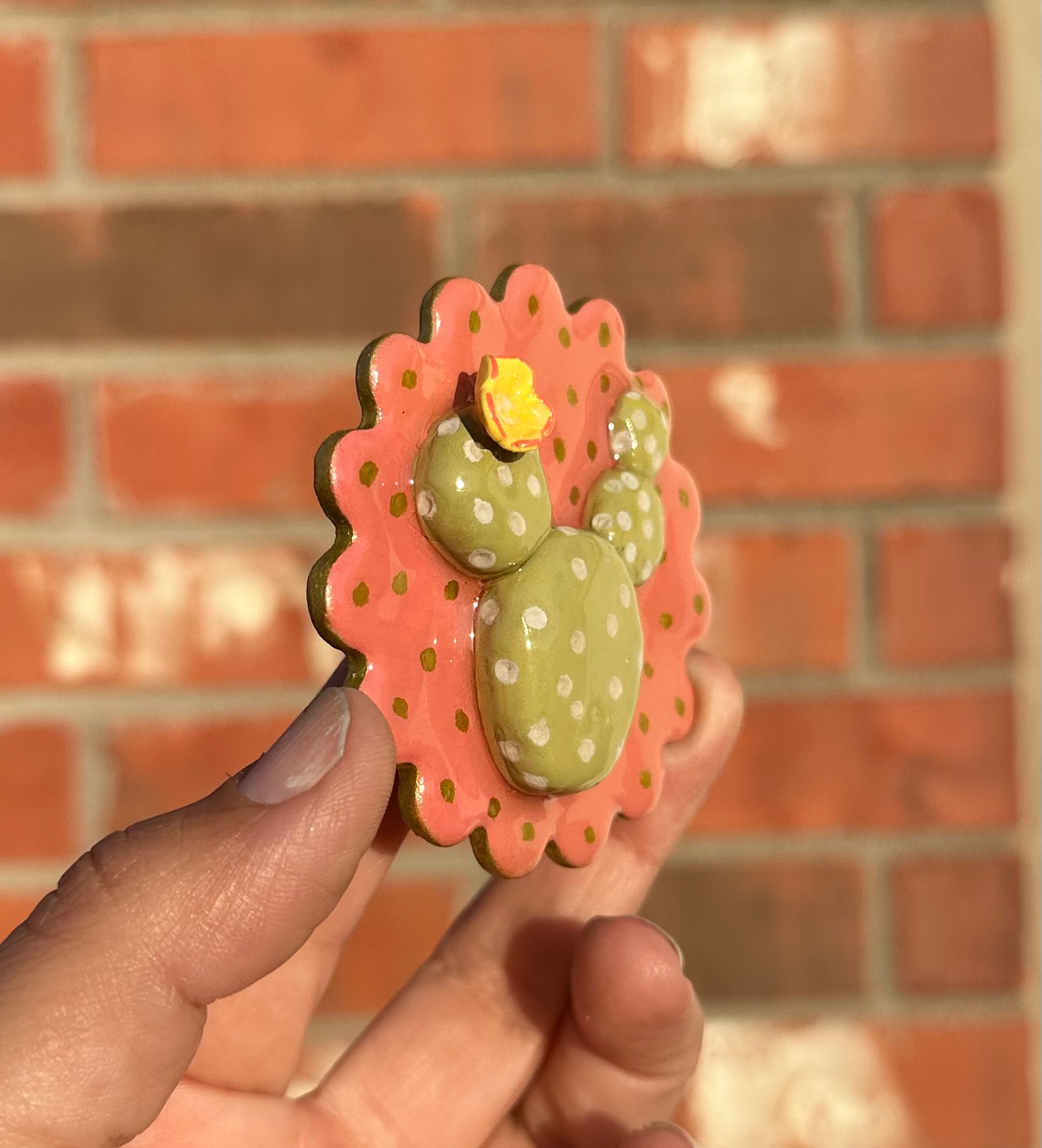 Prickly Pear, Don't Care – Clay Cactus Magnet