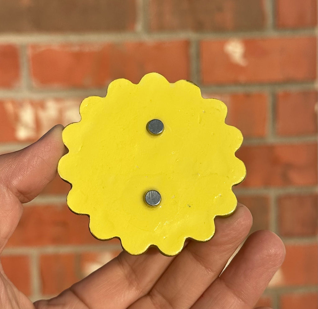 Stacked & Unbothered – Blooming Clay Cactus Magnet