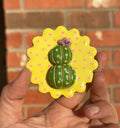 Stacked & Unbothered – Blooming Clay Cactus Magnet