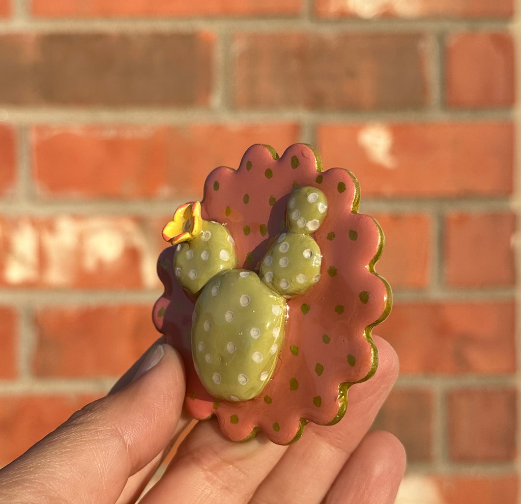 Prickly Pear, Don't Care – Clay Cactus Magnet
