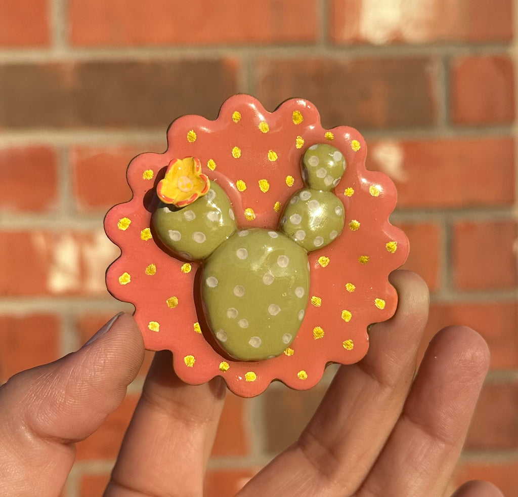Prickly Pear, Don't Care – Clay Cactus Magnet
