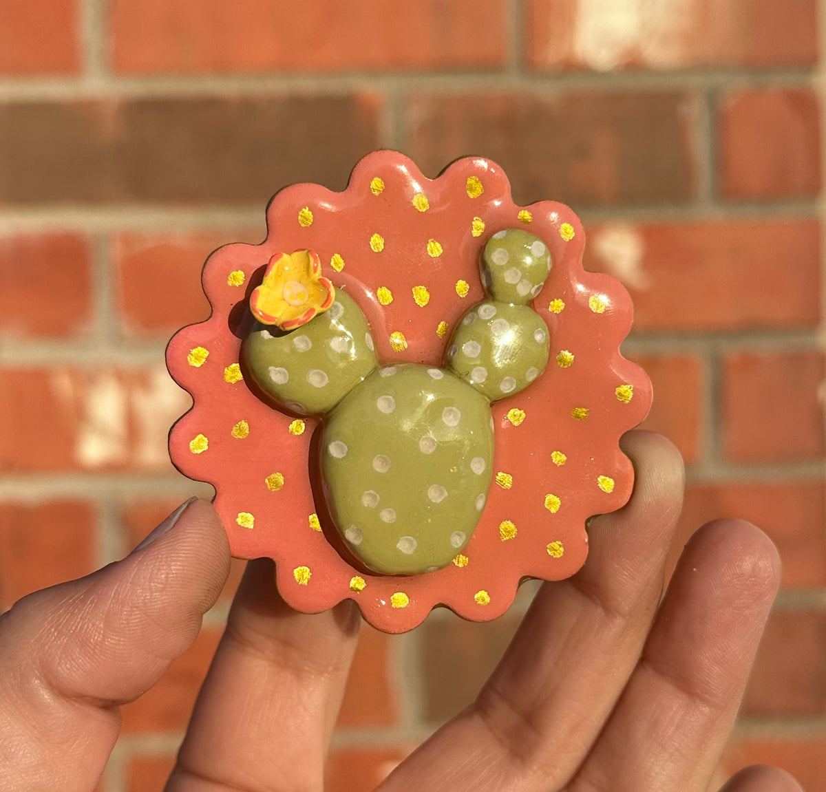Prickly Pear, Don't Care – Clay Cactus Magnet